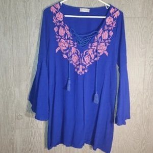 Altar'd State Long Sleeve Blue Dress- S